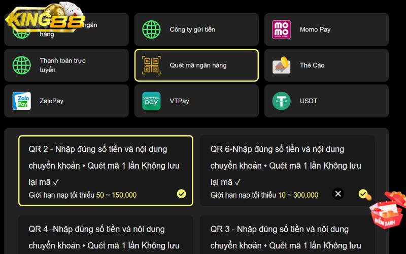 Nạp tiền của QR code tương đối đơn giản và không mất nhiều thời gian.